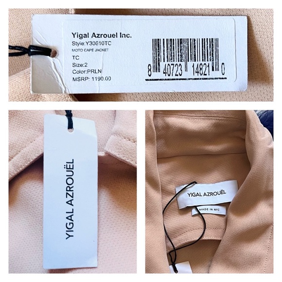 New! YIGAL AZROUEL Limited Edition Cape Sleeve Moto Jacket - Picture 7 of 7